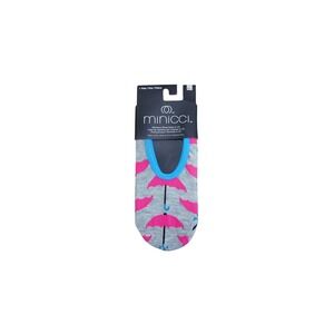 Minicci Liner Socks Womens M/L Gray New Pink Umbrella Pattern No Show